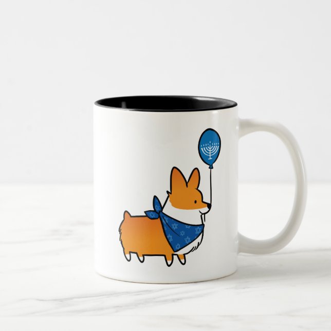 Hannukah Corgi-Tasse Zweifarbige Tasse (Rechts)