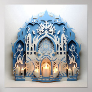 Hannukah Holiday Papierausschnitt Poster