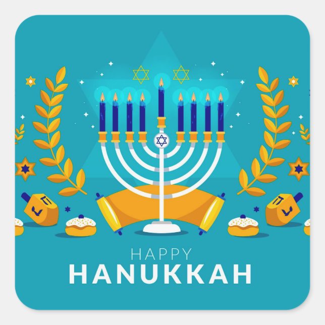 Hannukah Menorah Quadratischer Aufkleber (Vorderseite)