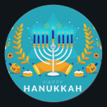Hannukah Menorah Runder Aufkleber<br><div class="desc">Celebrate Hanukkah</div>