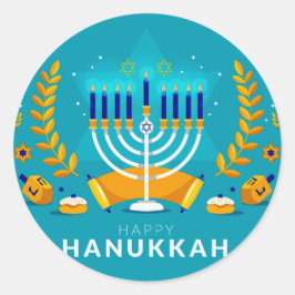 Hannukah Menorah Runder Aufkleber