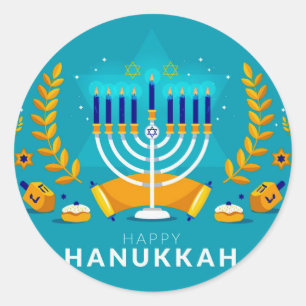 Hannukah Menorah Runder Aufkleber