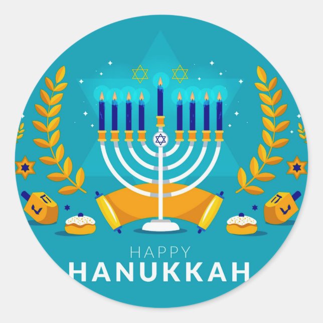 Hannukah Menorah Runder Aufkleber (Vorderseite)
