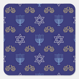 Hannukah Menorah Sterne dreidels Quadratischer Aufkleber
