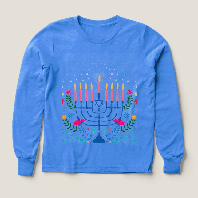 Hannukah Menorah T - Shirt (Design Vorderseite)