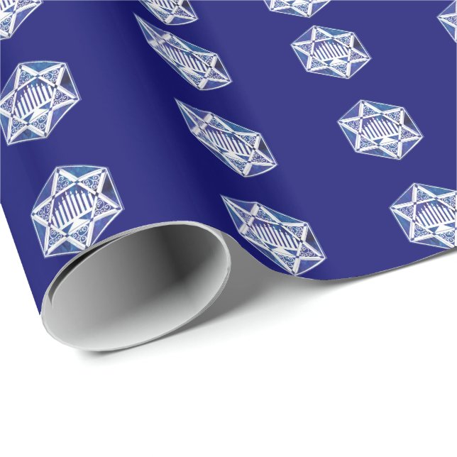 Hannukah Menorah und Star Geschenkpapier (Rolleneckpunkt)