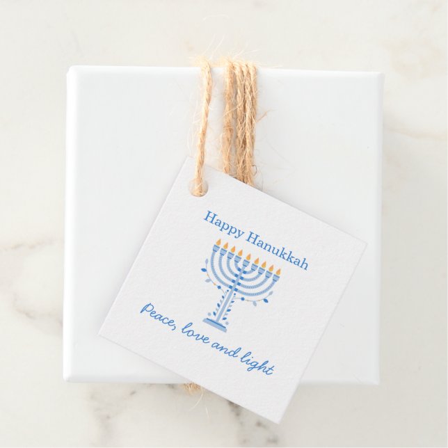 Hannukah party favor tag - Happy Hanukkah Geschenkanhänger (Beispiel)