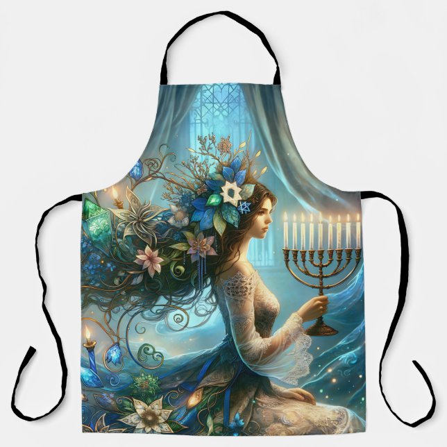Hannukah Schöne Frau mit Menorah Schürze (Vorderseite)