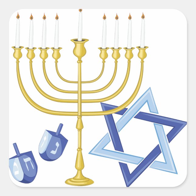 Hannukah Symbole Quadratischer Aufkleber (Vorderseite)