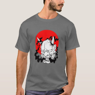 Hannya japanische Yokai-Oger-Maske Oni Harajuku Ar T-Shirt
