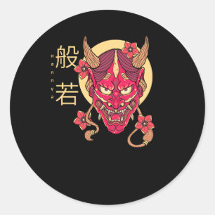 Hannya Mask Runder Aufkleber