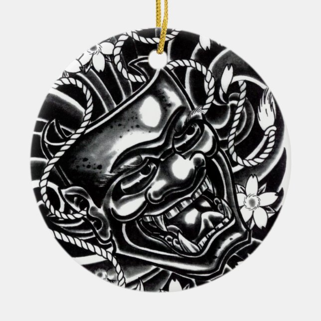 Hannya Mask Tattoo Design Keramikornament (Vorne)