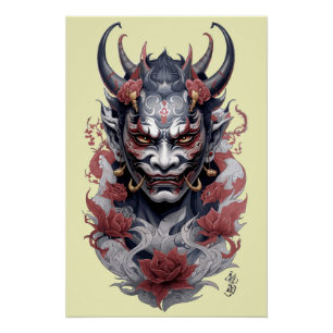 Hannya Maske Tattoo Poster