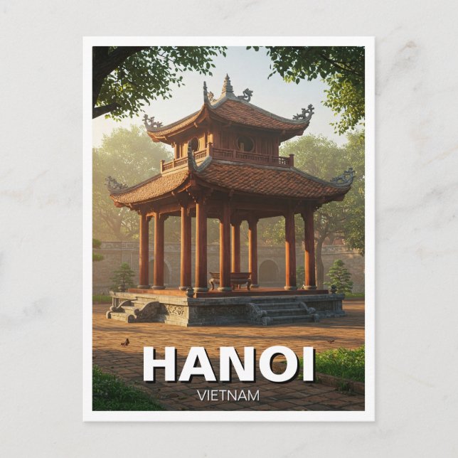 Hanoi Tempel der Literatur Vietnam Reise Postkarte (Vorderseite)