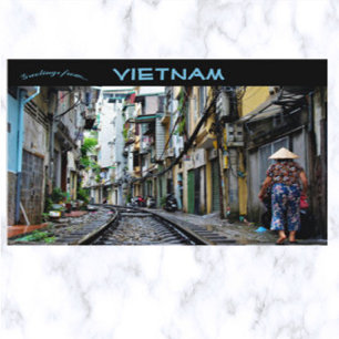 Hanoi Train Street Vietnam Postkarte