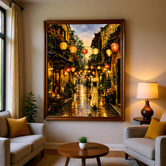 Hanoi Vietnam Altes Viertel Wasserfarben-Wandkunst Fotodruck