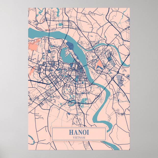 Hanoi - Vietnam Breezy City Map Poster (Vorne)