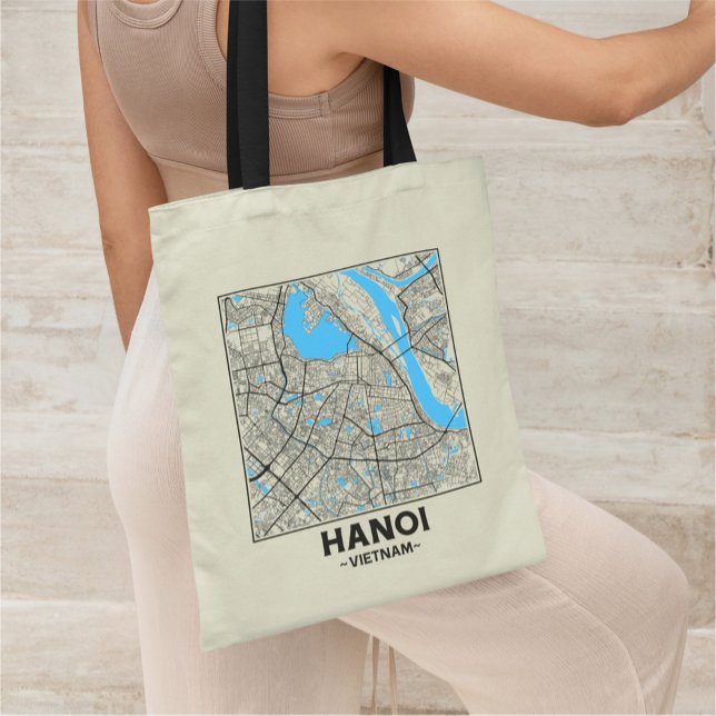 Hanoi, Vietnam, City Map Tote Bag Tragetasche (Von Creator hochgeladen)
