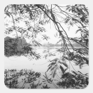 Hanoi Vietnam, Hoan Kiem See Aussicht Quadratischer Aufkleber