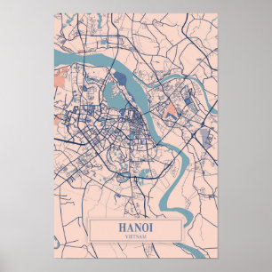 Hanoi Vietnam luftige Stadtplan Reise Poster