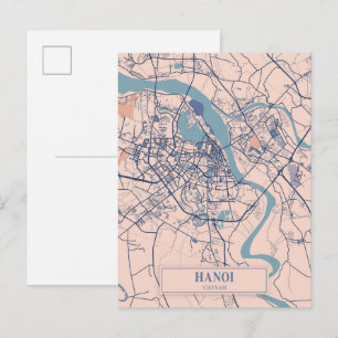 Hanoi Vietnam luftige Stadtplan Reise Postkarte