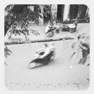 Hanoi Vietnam, Motorrad im alten Hanoi Quadratischer Aufkleber