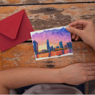 Hanoi Vietnam Skyline Vintage Travel Postkarte