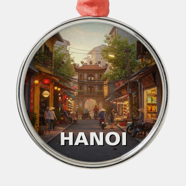 Hanoi Vietnam Travel Ornament Aus Metall (Vorne)