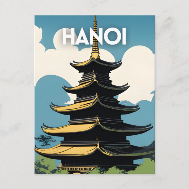 Hanoi Vietnam Travel Poster Postkarte (Vorderseite)