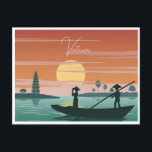 Hanoi, Vietnam Vintage Reise Retro Tourismus Postkarte<br><div class="desc">Vintag,  Retro,  Reisen,  modern,  Aquarell,  Hanoi,  Vietnam,  Tourismus, </div>