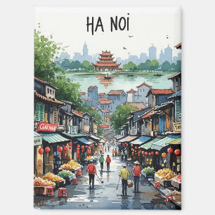Hanoi Vietnam Watercolor Magnet