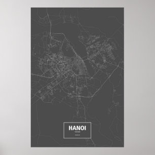 Hanoi, Vietnam (weiß auf schwarz) Poster