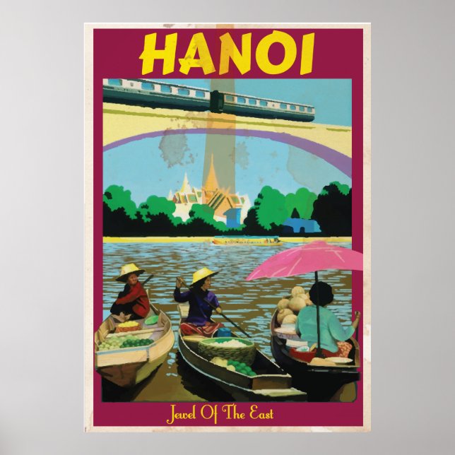 Hanoi Vintage Reiseplakat Poster (Vorne)
