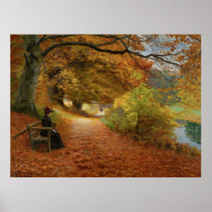 Hans Andersen Brendekilde Waldweg im Herbst Poster