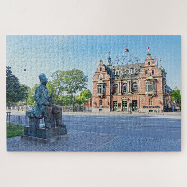 Hans Christlich Andersen Statue, Kopenhagen Dänema Puzzle (Horizontal)
