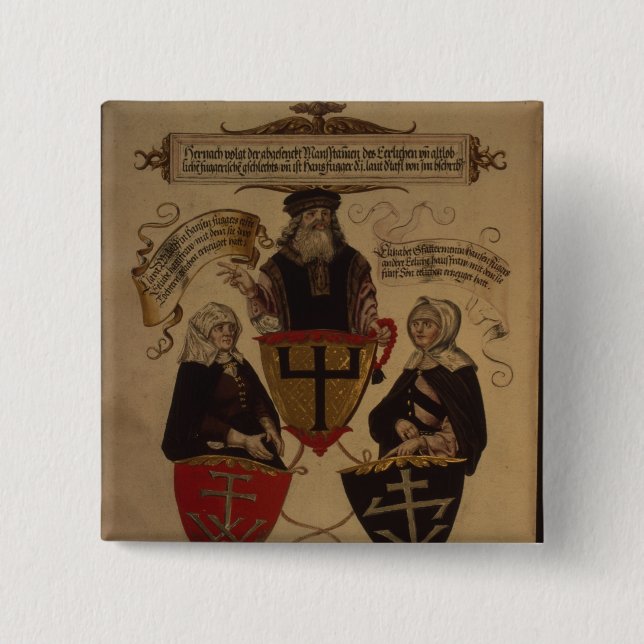 Hans Fugger zwei Ehefrauen Clara Widolf und Button (Vorderseite)