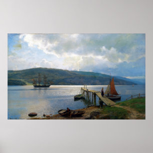 Hans Gude The Jetty in Feste bei Moss Poster