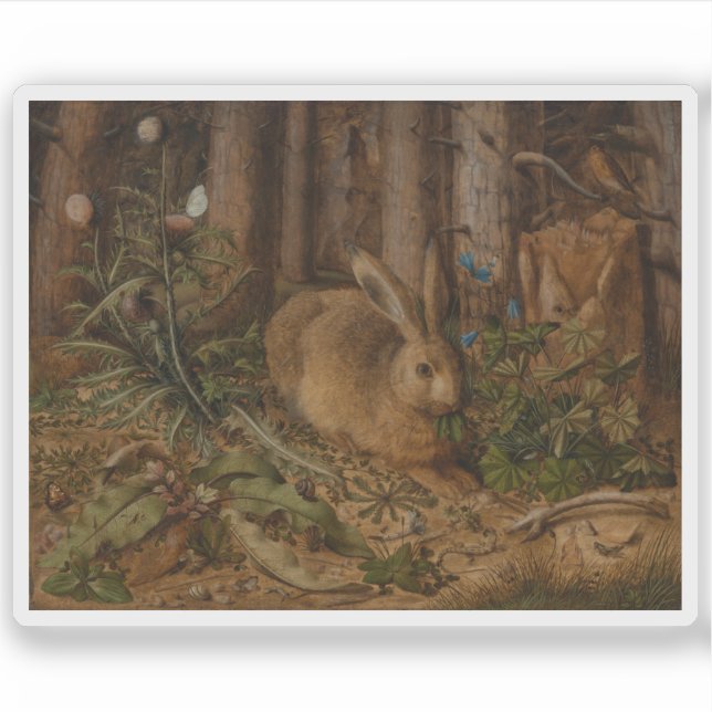 Hans Hoffmann - Ein Hase im Wald Aufkleber (Vorderseite)