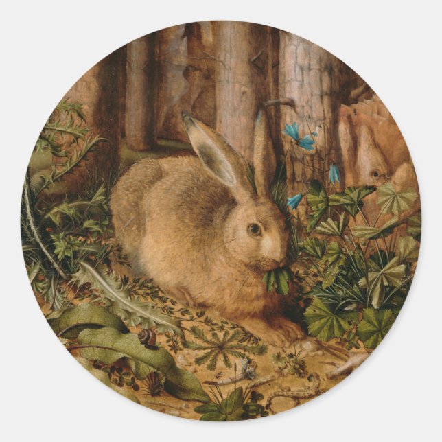 Hans Hoffmann ein Hase im Wald Runder Aufkleber (Vorderseite)