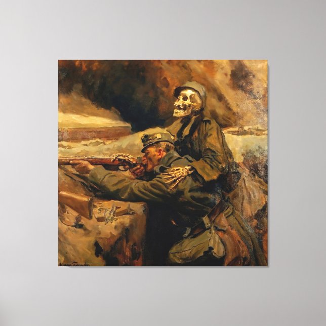 Hans Larwin - Soldat und Tod (1917) Leinwanddruck (Vorderseite)