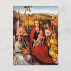 Hans Memling: Jungfrau und Kind mit MusikerEngeln Postkarte