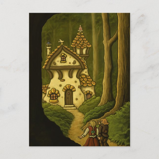 Hansel & Gretel märchenhafte Postkarte (Vorderseite)