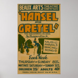 Hansel Gretel WPA Vintages Theater-Plakat Poster