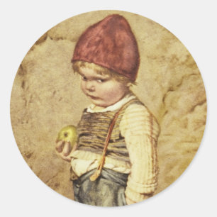 Hänsel mit goldenem Apfel Runder Aufkleber