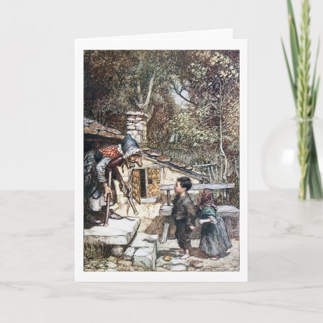 Hansel u. Grethel Treffen die Hexe Karte (Vorderseite)