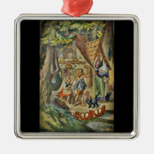 Hansel und Gretel an der Hexe-Hütte Ornament Aus Metall