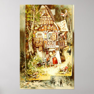 Hansel und Gretel an der Hütte Gingerbread Poster