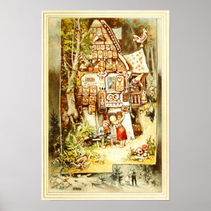 Hansel und Gretel an der Hütte Gingerbread Poster