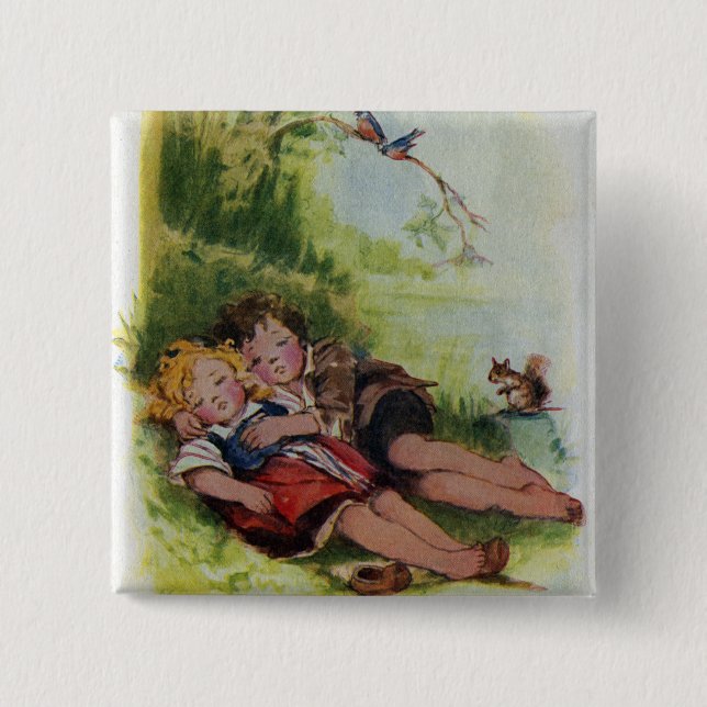Hansel und Gretel, die im Holz schlafen Button (Vorderseite)