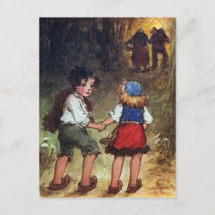 Hansel und Gretel gehen in den Wald Postkarte